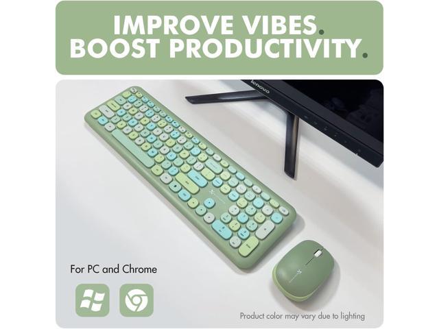 X9 Green Keyboard and Mouse Combo - 2.4G Wireless Connectivity - Transform Your Space with a Cute Wireless Keyboard and Mouse Retro Set - Colorful...