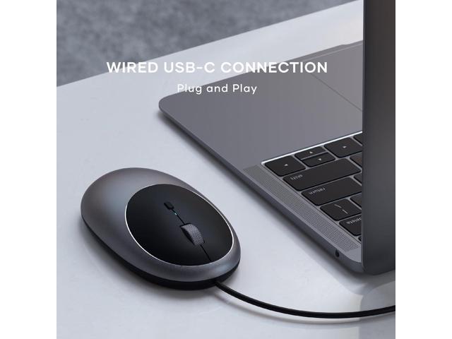 Satechi Aluminum C1 Wired USB C Mouse Optical Computer Mouse for M2/ M1 MacBook Pro/Air, M2/ M1 iPad Pro/Air, M2 Mac mini, iMac M1 - Space Gray