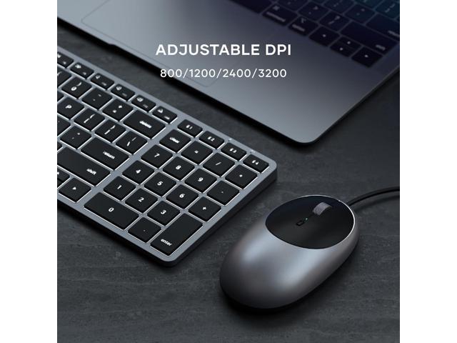 Satechi Aluminum C1 Wired USB C Mouse Optical Computer Mouse for M2/ M1 MacBook Pro/Air, M2/ M1 iPad Pro/Air, M2 Mac mini, iMac M1 - Space Gray