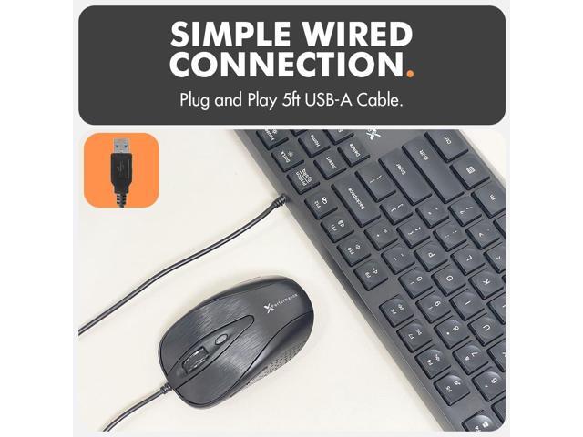 X9 Wired Keyboard and Mouse Combo USB Mouse and Keyboard (Mouse Pad Included) Ergonomic Full Size Corded Computer Keyboard and Mouse for PC...