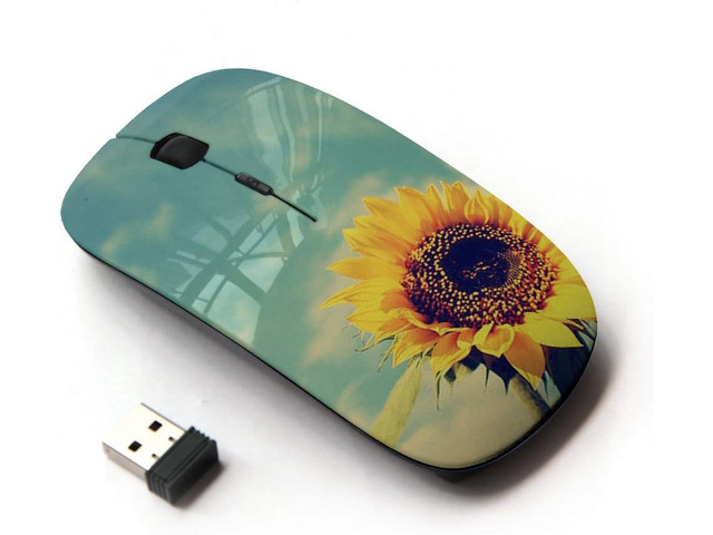[ Optical 2.4G Wireless Mouse ] Sunflower Yellow Vignette Summer
