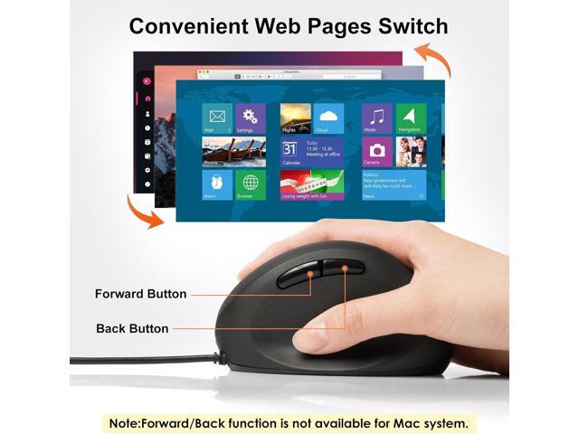 SANWA Wired Ergonomic Mouse, Optical Vertical Mice for Small Hands, Reduce Wrist Strain, 1000/1600 Adjustable DPI, 6 Buttons, Compatible with...
