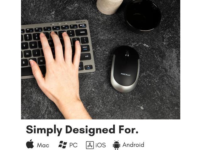 Macally Wireless Bluetooth Mouse for Mac, MacBook Pro/Air, iPad, Laptop, and PC - Quiet Click and Comfortable Apple Wireless Mouse - Space Gray