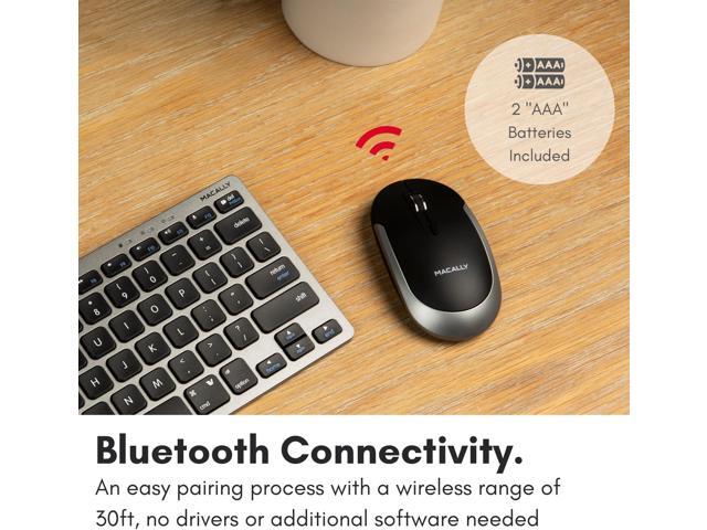 Macally Wireless Bluetooth Mouse for Mac, MacBook Pro/Air, iPad, Laptop, and PC - Quiet Click and Comfortable Apple Wireless Mouse - Space Gray