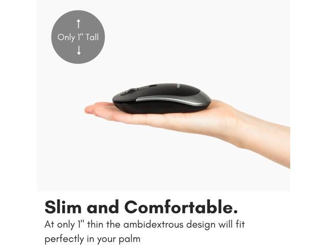 Macally Wireless Bluetooth Mouse for Mac, MacBook Pro/Air, iPad, Laptop, and PC - Quiet Click and Comfortable Apple Wireless Mouse - Space Gray