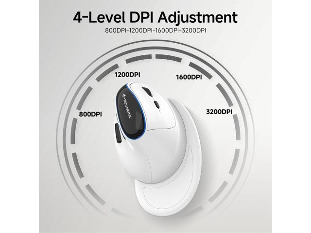 J-Tech Digital Vertical Ergonomic Wireless Mouse Bluetooth Dual Mode + USB Dongle, Rechargeable, 2.4GHz, Adjustable DPI 3200, for Laptop, Desktop,...