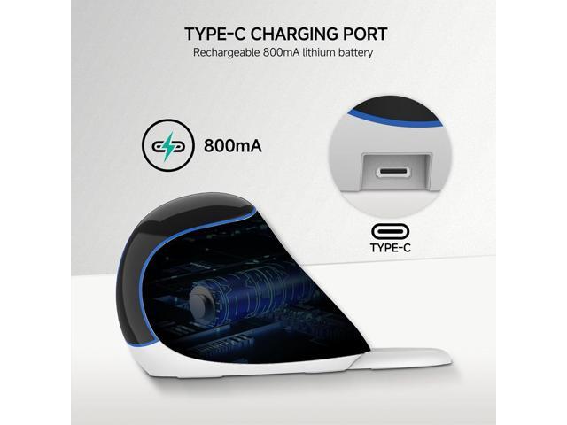 J-Tech Digital Vertical Ergonomic Wireless Mouse Bluetooth Dual Mode + USB Dongle, Rechargeable, 2.4GHz, Adjustable DPI 3200, for Laptop, Desktop,...
