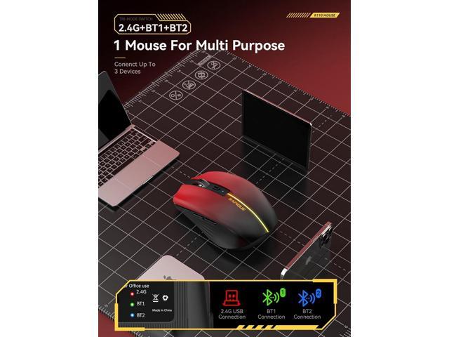 RAPIQUE Bluetooth Wireless Mouse - (BT1/BT2+USB) Tri-Mode High Performance, Rechargeable, Multi-Device Compatible with...