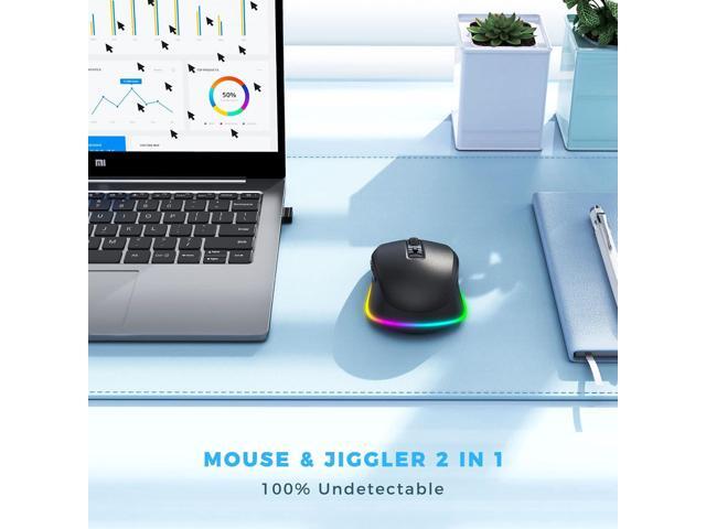 PEIOUS Wireless Mouse Jiggler - LED Wireless Mice with Build-in Jiggler Mover, Rechargeable Moving Mouse for Computer with Undetectable Random...