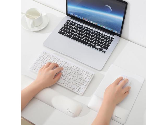 UnivoColors Design-Wave Set of Keyboad Wrist Rest & Mouce Pad,Artificial Sheepskin+Memory Foam+Ergonomic+Anti-Slip Gel, Resilience Support During...