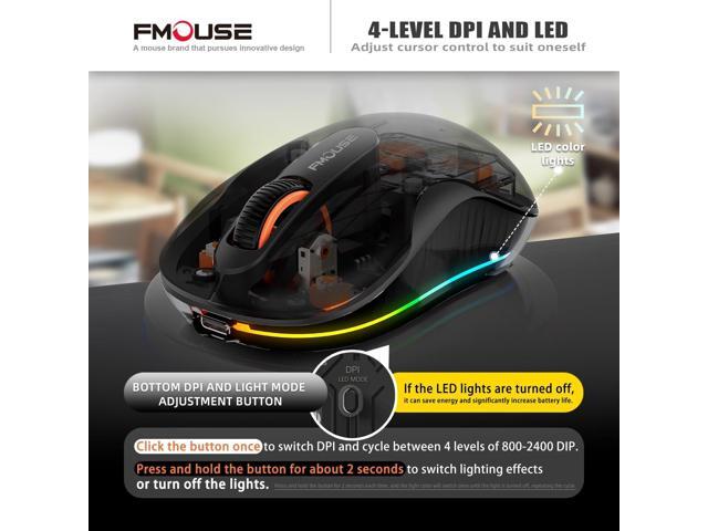 Novel Transparent Wireless Mouse, Tri-Mode (Dual Bluetooth+2.4GHz), USB-C Receiver Ideal for MacBook/Laptops/PC, Rechargeable, Portable, Silent,...