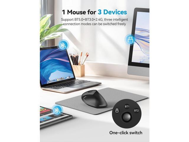 TECKNET Ergonomic Mouse, Rechargeable 2.4G+Bluetooth Vertical Mice 6 DPI Adjustable, Wireless Optical Carpal Tunnel Mouse for Right Hand, Silent 6...