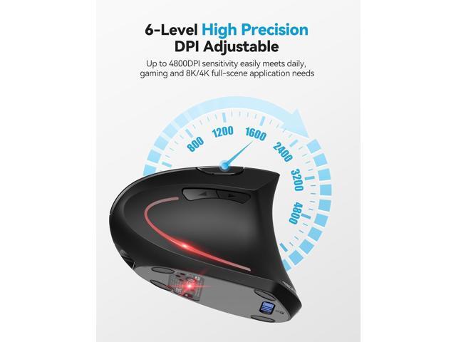 TECKNET Ergonomic Mouse, Rechargeable 2.4G+Bluetooth Vertical Mice 6 DPI Adjustable, Wireless Optical Carpal Tunnel Mouse for Right Hand, Silent 6...
