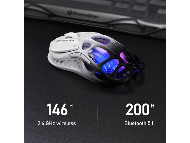 GravaStar Mercury M1 Pro Wireless Gaming Mouse 26,000 DPI PAW3395DM Sensor - Magnesium Alloy - Wired / 2.4GHz / Bluetooth - 5 Programmable Buttons...