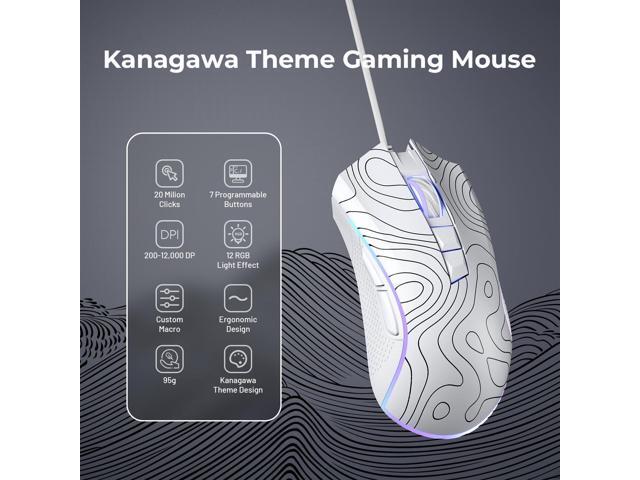 XVX G705 Wired Gaming Mouse, 12000 DPI RGB Gaming Mouse with 12 Backlit Modes & 7 Macro Buttons, PC Gaming Mice Support DIY Keybinding, Mouse Gamer...