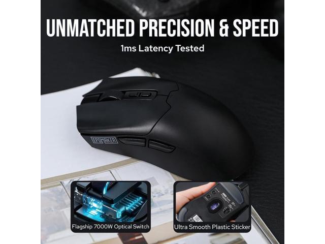 EPOMAKER Click Gaming Mouse Wireless 2.4Ghz/Bluetooth/Type-C, 800 to 42,000 DPI Adjustable, 8K Polling Rate, 500mAh, Lightweight Optical Mouse, for...