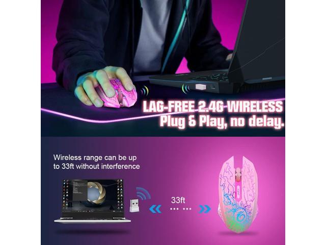 VersionTECH. Wireless Gaming Mouse, Rechargeable Computer Mouse Mice with Colorful LED Lights, Silent Click, 2.4G USB Nano Receiver, 3 Level DPI...