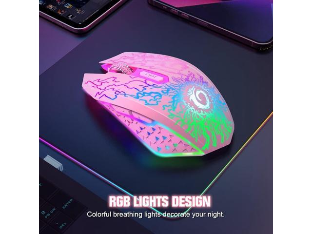 VersionTECH. Wireless Gaming Mouse, Rechargeable Computer Mouse Mice with Colorful LED Lights, Silent Click, 2.4G USB Nano Receiver, 3 Level DPI...