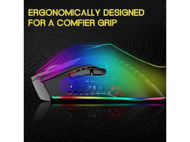 VEGCOO Wireless Gaming Mouse, C23 Silent Click Wireless Rechargeable Mouse with Colorful LED Lights and 3 Level DPI 400mah Lithium Battery for...
