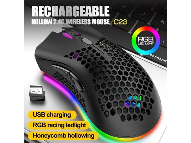 VEGCOO Wireless Gaming Mouse, C23 Silent Click Wireless Rechargeable Mouse with Colorful LED Lights and 3 Level DPI 400mah Lithium Battery for...