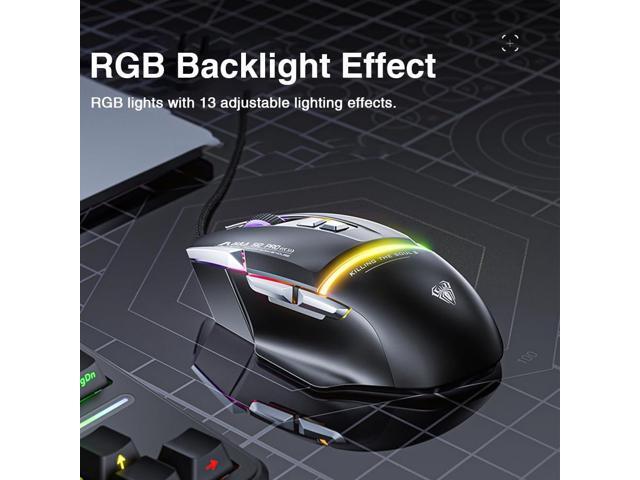 AULA S12Pro White Wired Gaming Mouse,12800 DPI Optical Gamer Mouse with RGB Backlit,8 Programmable Buttons,Software Supports DIY Keybinds Rapid...
