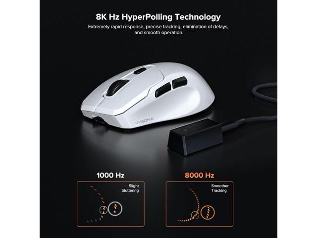 Wireless Gaming Mouse, 26000 DPI, 8K Polling Rate, Tri-Mode 2.4GHz/USB-C/Bluetooth Ergonomic Mouse with Web-Driven, Ice-Cooling Coating,...