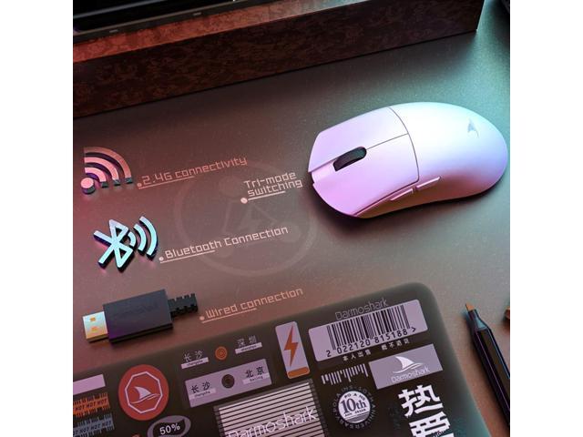 Darmoshark M3 Wireless Gaming Mouse,Tri-Mode 2.4G/USB-C/Bluetooth Mouse Up to 26000DPI,PAW3395 optical sensor Lightweight 58g,5 programmable button...