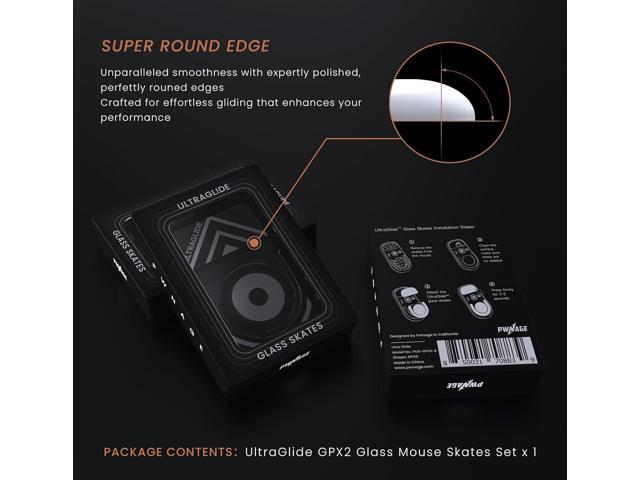PWNAGE Ultraglide Glass Skates Feet for G Pro X 2 Superlight GPX 2, Ultra-Smooth and Durable, 3M Adhesive, fit for Gaming Mouse Black and White