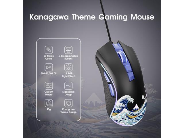 HITIME XVX Wired Gaming Mouse, 12000 DPI RGB Mouse with 12 Backlit Modes & 7 Macro Buttons, PC Gaming Mice Support DIY Keybinding, Gamer Computer...