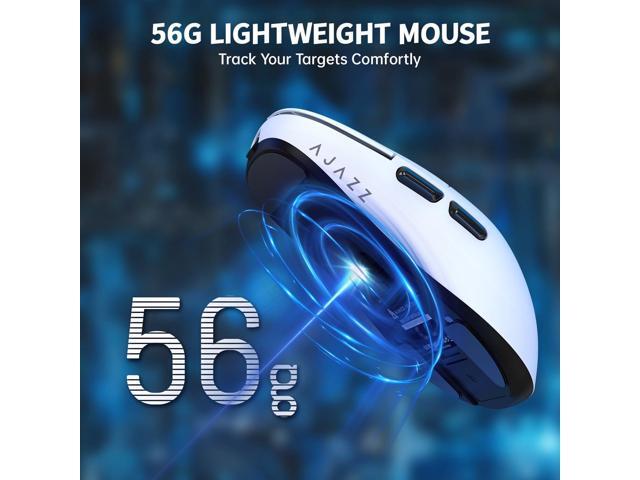 Ajazz AJ159 Dual Mode 2.4G/USB-C 56g Lightweight Gaming/Office Mouse with PAW3395 Sensor, 5 Programmable Buttons Up to 26KDPI with Magnetic...