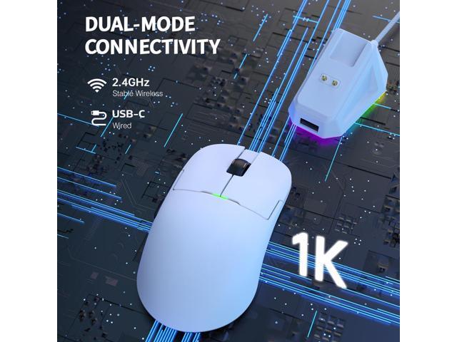 Ajazz AJ159 Dual Mode 2.4G/USB-C 56g Lightweight Gaming/Office Mouse with PAW3395 Sensor, 5 Programmable Buttons Up to 26KDPI with Magnetic...