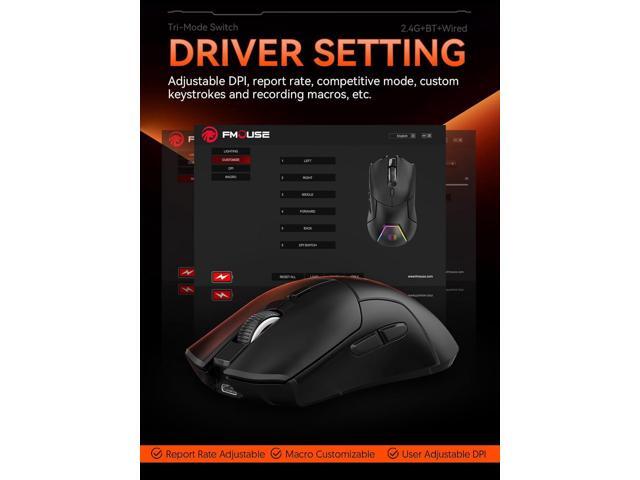 Wireless Gaming Mouse, PAW3311 Sensor, 12,000 DPI, 1,000Hz, Tri Mode (2.4G/Bluetooth/Wired), Ergonomic, USB C Rechargeable, 6 Programmable Buttons,...