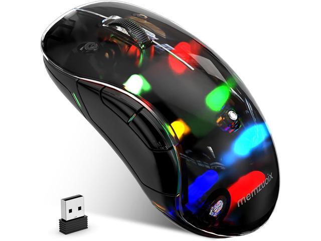 memzuoix 2.4G LED Wireless Mouse, Rechargeable Ergonomic Mouse with Detachable Cover, 1200 DPI Portable Optical Computer Mouse with USB Receiver...