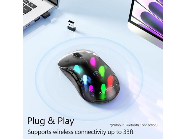memzuoix 2.4G LED Wireless Mouse, Rechargeable Ergonomic Mouse with Detachable Cover, 1200 DPI Portable Optical Computer Mouse with USB Receiver...