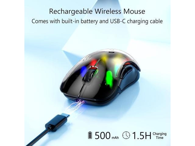 memzuoix 2.4G LED Wireless Mouse, Rechargeable Ergonomic Mouse with Detachable Cover, 1200 DPI Portable Optical Computer Mouse with USB Receiver...