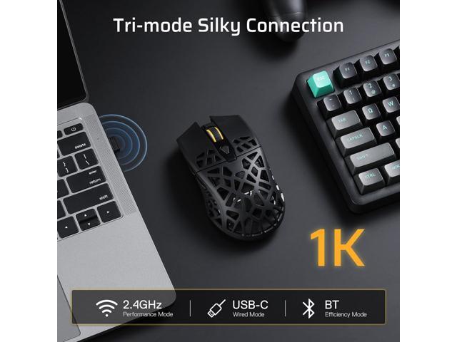 LTC GM023 Tri-Mode Wireless Gaming Mouse, 79g Ultra-Light Honeycomb Ergonomic Gaming Mouse, 2.4Ghz/BT/Wired, 6-Level DPI 4800, 6 Programmable...