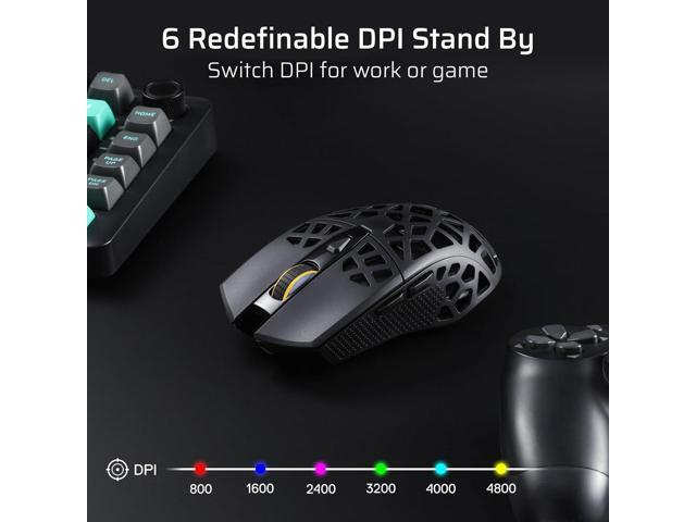 LTC GM023 Tri-Mode Wireless Gaming Mouse, 79g Ultra-Light Honeycomb Ergonomic Gaming Mouse, 2.4Ghz/BT/Wired, 6-Level DPI 4800, 6 Programmable...
