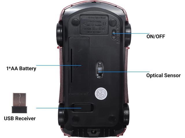 elec Space Wireless Mouse, 2.4GHz Cool Sport Car Shape Computer Mouse 1600 DPI Optical Cordless Mice with USB Receiver for PC Laptop Computer...