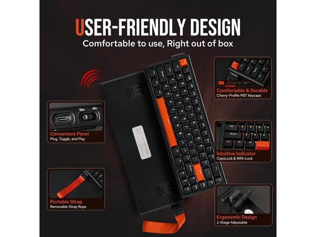 EPOMAKER HE68 Hall Effect Keyboard, 8000hz Polling, 0.01mm Adjustable Trigger, 0.125ms Latency, Creamy Gasket, Snap Key, SOCD, RGB, Wired Magnetic...
