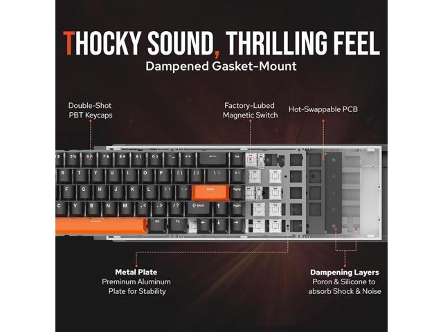 EPOMAKER HE68 Hall Effect Keyboard, 8000hz Polling, 0.01mm Adjustable Trigger, 0.125ms Latency, Creamy Gasket, Snap Key, SOCD, RGB, Wired Magnetic...