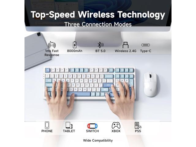 MCHOSE G98 PRO Wireless Gaming Keyboard, Tri-Mode Connection Mechanical Keyboard, Hot Swappable Custom Gasket Structure, Pre-lubed Linear Switches,...