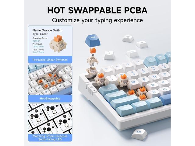 MCHOSE G98 PRO Wireless Gaming Keyboard, Tri-Mode Connection Mechanical Keyboard, Hot Swappable Custom Gasket Structure, Pre-lubed Linear Switches,...