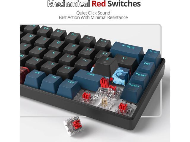 Protable 60% Percent Gaming Keyboard Mechanical, Mini Compact Backlit 68 Keys Wired Office Keyboard with Red Switch for Mac/Win (Monstor Black/red...