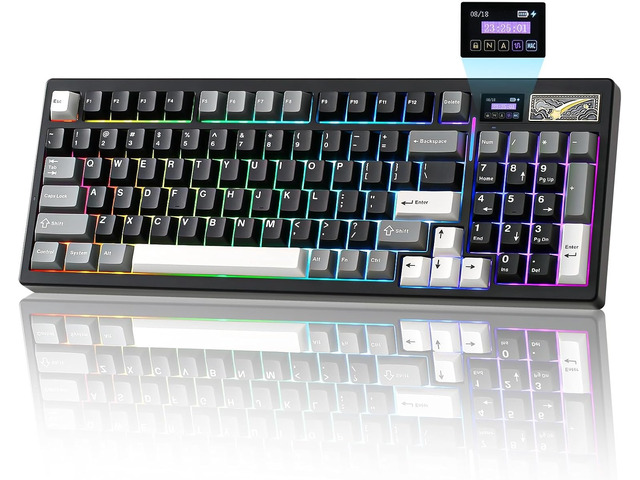 YUNZII IF99 Wireless Mechanical Gaming Keyboard with Smart LCD Display, QMK/VIA Programmable BT/2.4G/USB-C Gasket Mounted Hot Swap RGB 96% Layout...
