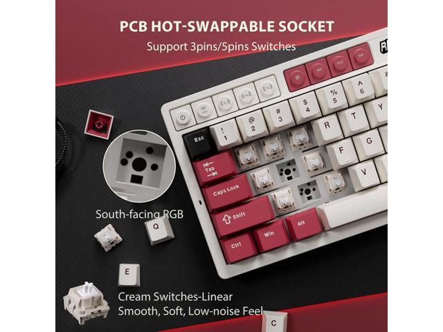 RK ROYAL KLUDGE M65 Wireless Mechanical Keyboard with Volume Knob, 60% Tri-Mode Gaming Keyboard 2.4G/BT/USB-C, Gasket Mount, Battery Display, PBT...