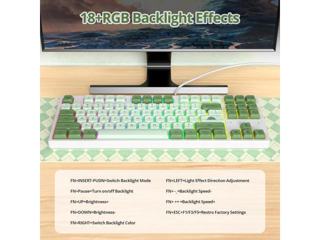 75 Percent Mechanical Gaming Keyboard 87 Keys Matcha Keyboard 75% Wired Keyboard Compact TKL Layout with RGB Backlit Red Switch for PC Laptop(87...