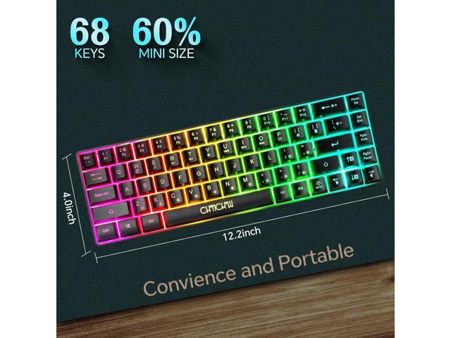 60% Gaming LED Keyboard RGB 68 Keys Layout Wired Keypad with 10 Preset Effects Mechanical Switch Feel Compatible with PC Mac Linux Xbox one PS4 PS5
