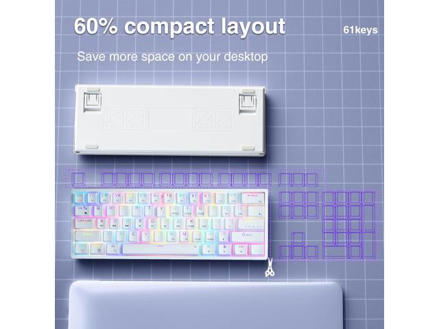AULA 60 Percent White Mechanical Gaming Keyboard, 29 RGB Backlit Custom Hot Swappable Keyboards, Red Switch 60% Mini Small Wired Compact Design for...