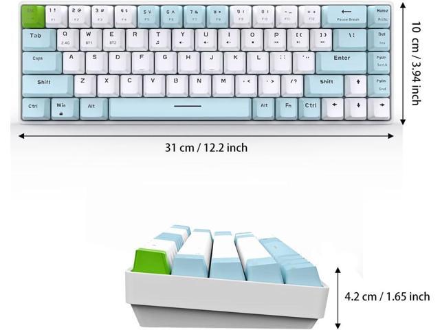 Qisan Mechanical Gaming Keyboard Dual Mode 2.4G/BT Wireless Keyboard with Red Switch Mini Design (60% Keyboard) 68 Keys Computer Keyboard US Layout...