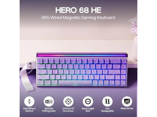 EPOMAKER Aula Hero 68 HE Wired Magnetic Gaming Keyboard, 0.01mm Adjustable Actuation, Rapid Hall Effect Switch, 8kHz Polling, 5-Layer Sound...